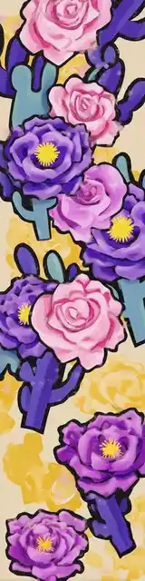 Free flower bookmark featuring yellow tones with floral cacti